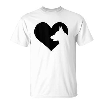 Dutch Shepherd Dog Heart Silhouette - Dutch Shepherd Tank Top T-Shirt | Mazezy