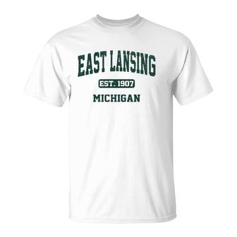 East Lansing Michigan Mi State Vintage Athletic Style Gift T-Shirt | Mazezy