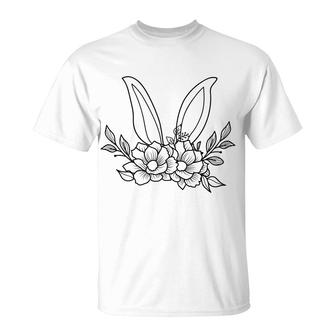 Easter Bunny Floral Head Simple T-Shirt | Mazezy