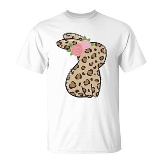Easter Leopard Bunny With Flower T-Shirt | Mazezy