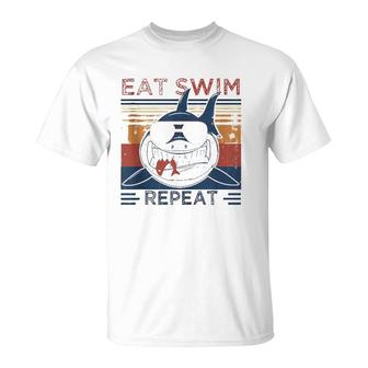 Eat Swim Repeat Shark Lovers Retro Vintage For The Week T-Shirt | Mazezy