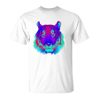 Edm Electronic Dance Techno Colorful Tiger Rave T-Shirt