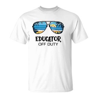 Educator Off Duty Sunglasses Beach Hello Summer T-Shirt | Mazezy