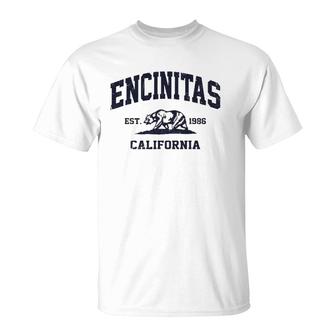 Encinitas California Ca Vintage State Athletic Style T-Shirt | Mazezy