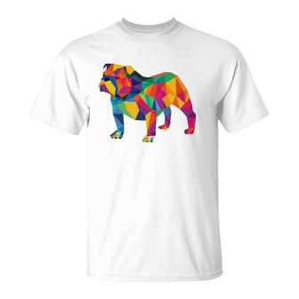 English Bulldog Geo Fractal Crew Neck T-Shirt | Mazezy