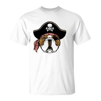 English Bulldog Pirate Hat Halloween Gifts Boys Kids Bzr T-Shirt | Mazezy