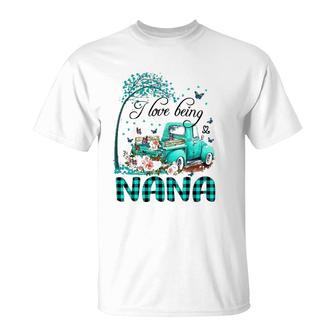 Flower Truck I Love Being Nana Butterfly Art Mother's Day T-Shirt | Mazezy