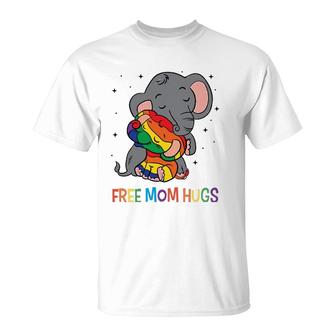 Free Mom Hugs Lgbt Mother Elephant Rainbow Womens T-Shirt | Mazezy