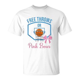 Free Throws Or Pink Bows Gender Reveal Designs T-Shirt | Mazezy AU