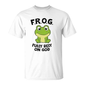 Frog Fully Rely On God Christian Frog T-Shirt | Mazezy