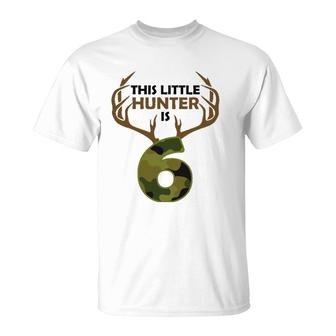 Funny 6Th Birthday 6 Years Old Deer Hunter Gift For Boys Kids T-Shirt | Mazezy
