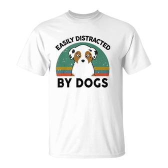 Funny Australian Shepherd Easily Distracted By Dogs Aussie T-Shirt | Mazezy