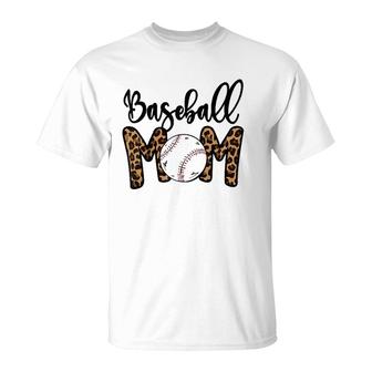 Funny Baseball Mom Leopard Print Softball Mom Mother's Day T-Shirt | Mazezy