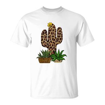 Funny Cactus Leopard Print Succulent Plant Lover Gift T-Shirt | Mazezy