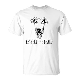 Funny Dog Respect The Beard Airedale Terrier T-Shirt | Mazezy
