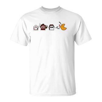 Funny Ghosts Parody Halloween Gamer 80'S Horror Movies T-Shirt | Mazezy