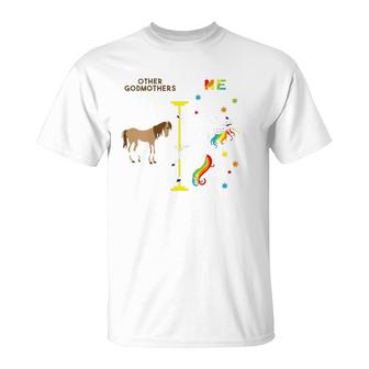 Funny Gift For Godmother Cute Rainbow Unicorn T-Shirt | Mazezy
