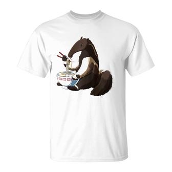 Funny Japanese Kawaii Ramen Anteater Raglan Baseball Tee T-Shirt | Mazezy