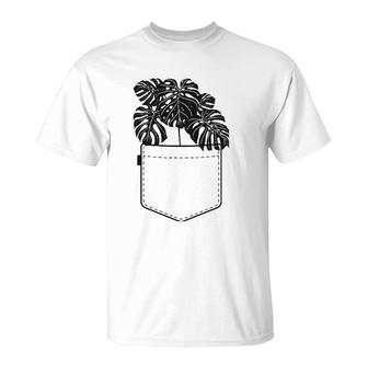 Funny Plant Gifts For Women Monstera Pocket Plant Mama T-Shirt | Mazezy