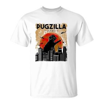 Funny Pug T Pugzilla T Funny Dog Pug T-Shirt | Mazezy