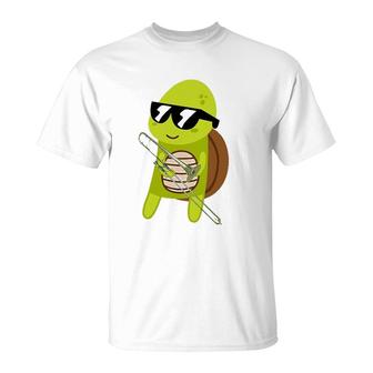Funny Turtle Wearing Sunglasses Playing Trombone T-Shirt | Mazezy