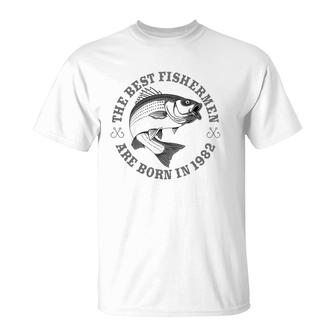 Gift For 39 Years Old Fisherman Fishing 1982 39Th Birthday T-Shirt | Mazezy