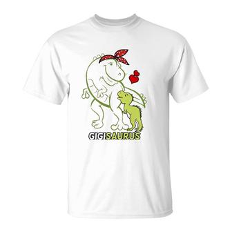 Gigisaurus Gigi Tyrannosaurus Dinosaur Baby Mother's Day T-Shirt | Mazezy