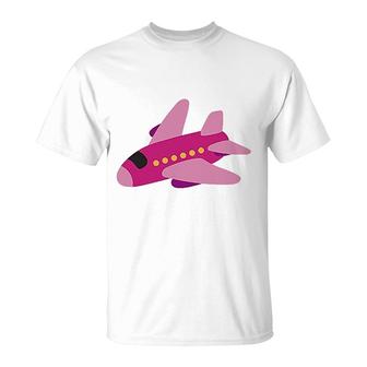Girls Pink Airplane Pilot T-Shirt | Mazezy