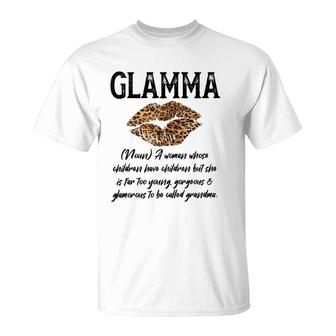 Glamma Leopard Lips Kiss- Glam-Ma Description- Mother's Day T-Shirt | Mazezy