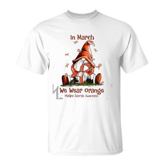 Gnome In March We Wear Orange Multiple Sclerosis Awareness T-Shirt | Mazezy