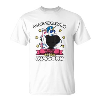 Godfathercorn 1 Kid Father's Day Godfather Unicorn Godchild T-Shirt | Mazezy