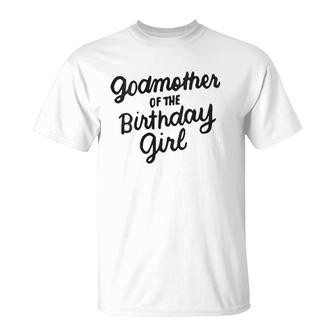 Godmother Of The Birthday Girl Godmom Gifts Matching Family V-Neck T-Shirt | Mazezy
