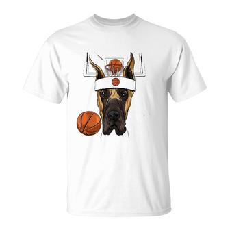 Great Dane Basketball Dog Lovers Basketball Player T-Shirt | Mazezy