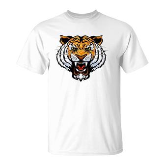 Growling Mouth Open Bengal Tiger T-Shirt | Mazezy