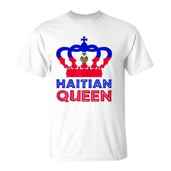 Haitian Queen Womens Red Blue Perfect Haiti Flag Crown Gift T-Shirt | Mazezy