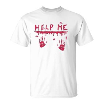 Halloween - Bloody Hands Blood Splatter Costume Zombie T-Shirt | Mazezy