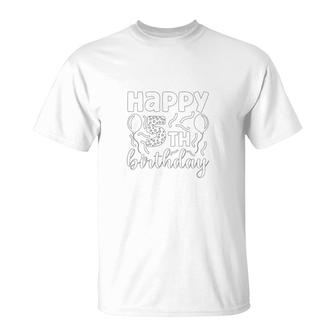Happy 5Th Birthday Black Awesome Design T-Shirt - Seseable