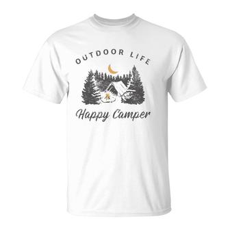 Happy Camper Outdoor Life Forest Camp Camping Nature Vintage T-Shirt | Mazezy CA