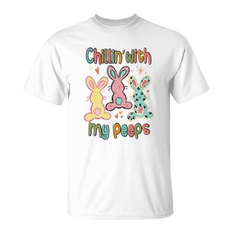 Happy Easter Day Chillin With My Peeps Three Little Bunny Easter Day T-shirt - Thegiftio UK