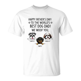 Happy Father's Day To The World's Best Dog Dad We Woof You Santa Grey Harley T-Shirt | Mazezy
