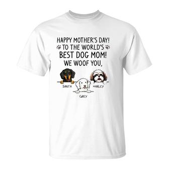 Happy Mother's Day To The World's Best Dog Mom We Woof You Santa Harley Grey T-Shirt | Mazezy UK