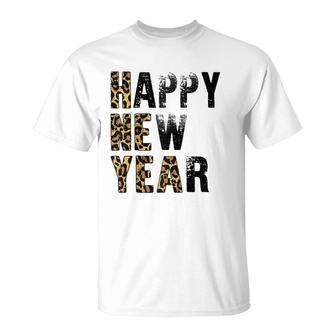 Happy New Year 2022 New Year's Eve Confetti Leopard Nye Party T-Shirt | Mazezy