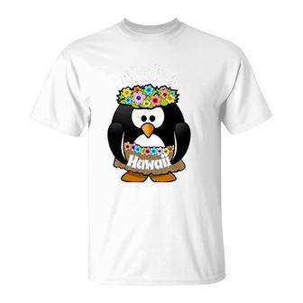 Hawaiian Hula Dancing Penguin Aloha Hawaii T-Shirt | Mazezy