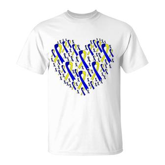 Heart Ribbon World Down Syndrome Day T-Shirt | Mazezy