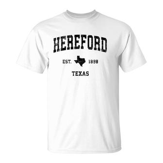 Hereford Texas Tx Vintage Sports Design Black Print T-Shirt | Mazezy