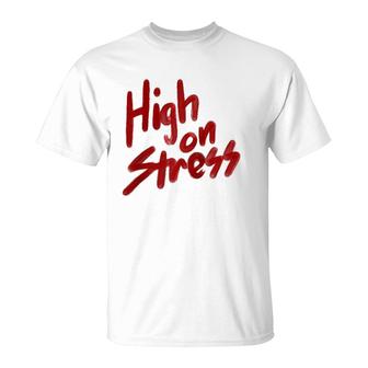 High On Stress Retro Red Spraypaint Graphic Raglan Baseball Tee T-Shirt | Mazezy