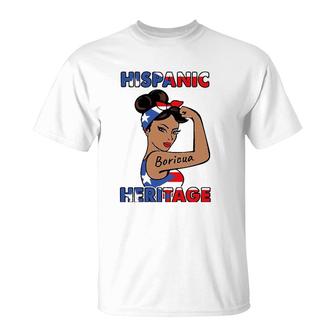 Hispanic Heritage Boricua Women Flag Puerto Rico T-Shirt | Mazezy