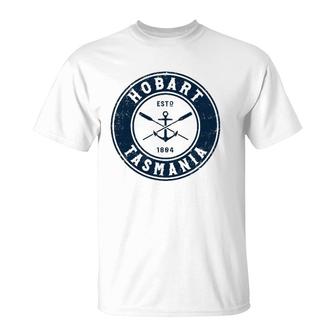 Hobart Tasmania Vintage Boat Anchor & Oars T-Shirt | Mazezy