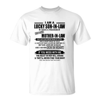I Am A Lucky Son In Law Of A Freaking Awesome Mother In Law T-Shirt | Mazezy