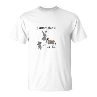 I Dont Give A Rats Mouse Walking Donkey T-Shirt | Mazezy